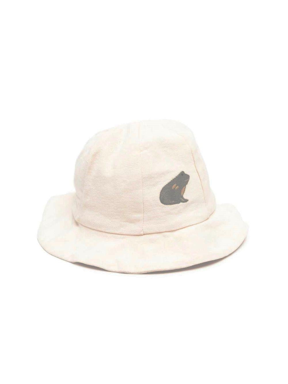 Cappello da pescatore per neonato Donsje beige con ricamo rana 4099203 00003 DONSJE KIDS