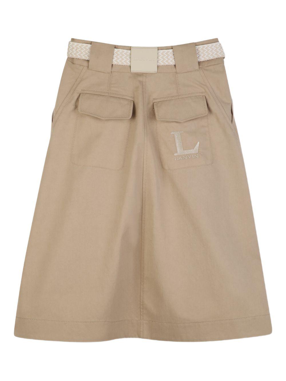 Gonna per bambina Lanvin Enfant beige con passanti per cintura N30351 209 LANVIN