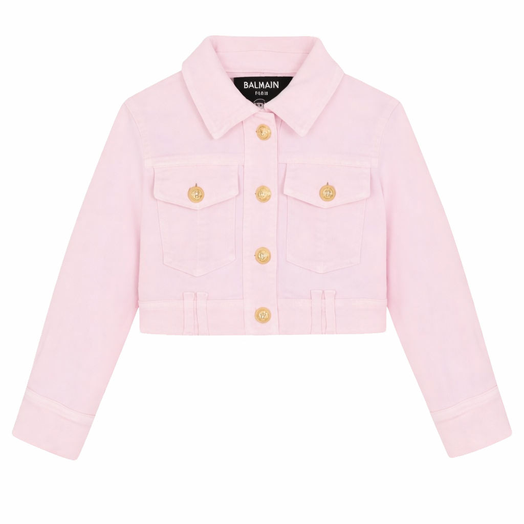 Giubbino per bambina Balmain Kids rosa con bottoni dorati BY2A07 Z3702 51E BALMAIN KIDS