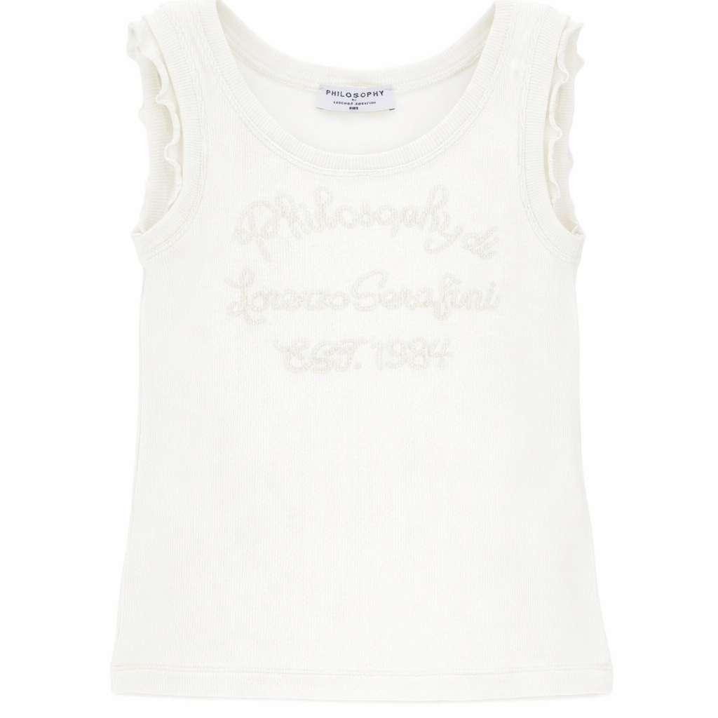 Top per bambina Philosophy di Lorenzo Serafini Kids bianca con ruches I1G614 7212 0001 PHILOSOPHY KIDS
