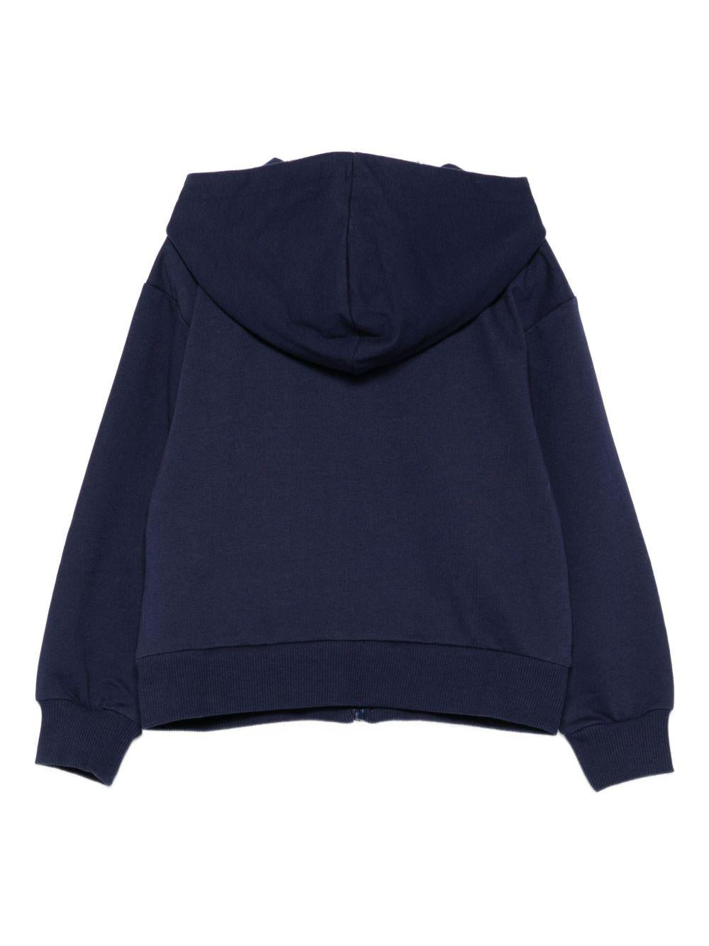 Felpa per bambini Moschino Kids blu con chiusura con zip HUF09ELCA40 40016 MOSCHINO KIDS