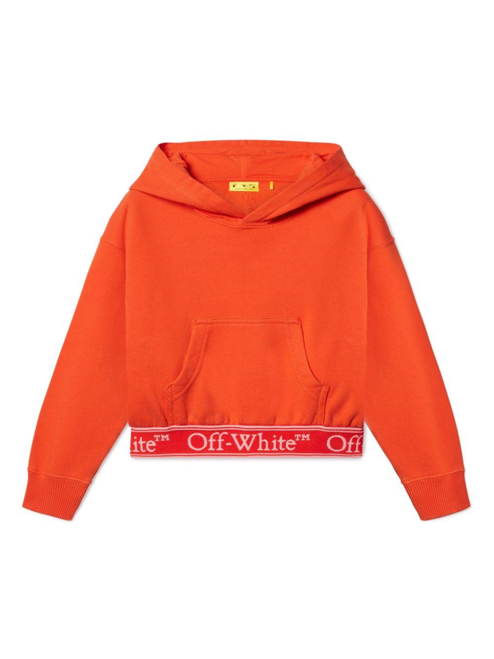 Felpa per bambina Off-White Kids Bookish arancione con banda logo OGBB005S25FLE001 2630 OFF WHITE KIDS