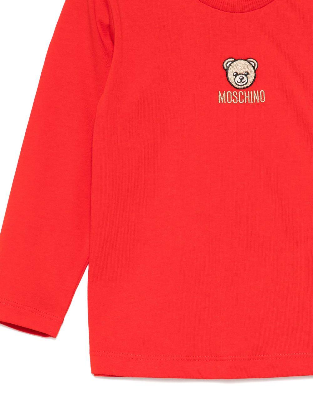 T-shirt per neonati Moschino Kids rossa con logo Teddy Bear sul davanti M9O00RLAA10 50109 MOSCHINO KIDS