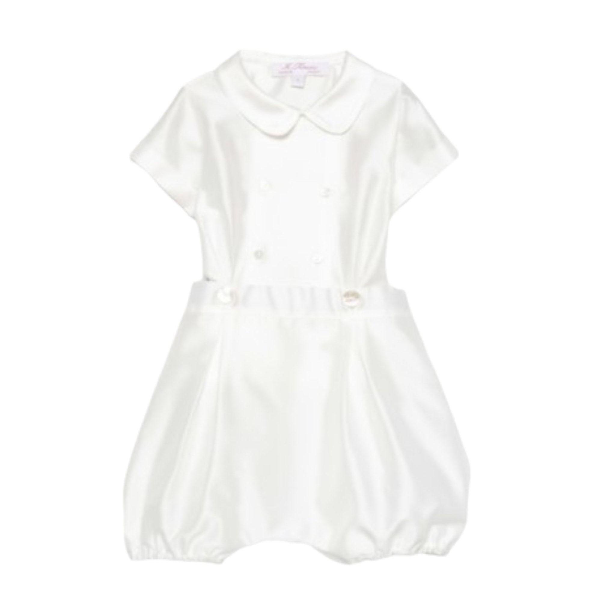 Set t-shirt e shorts per neonato Mariella Ferrari bianco con colletto alla Peter Pan PLE5 P26 BURRO MARIELLA FERRARI
