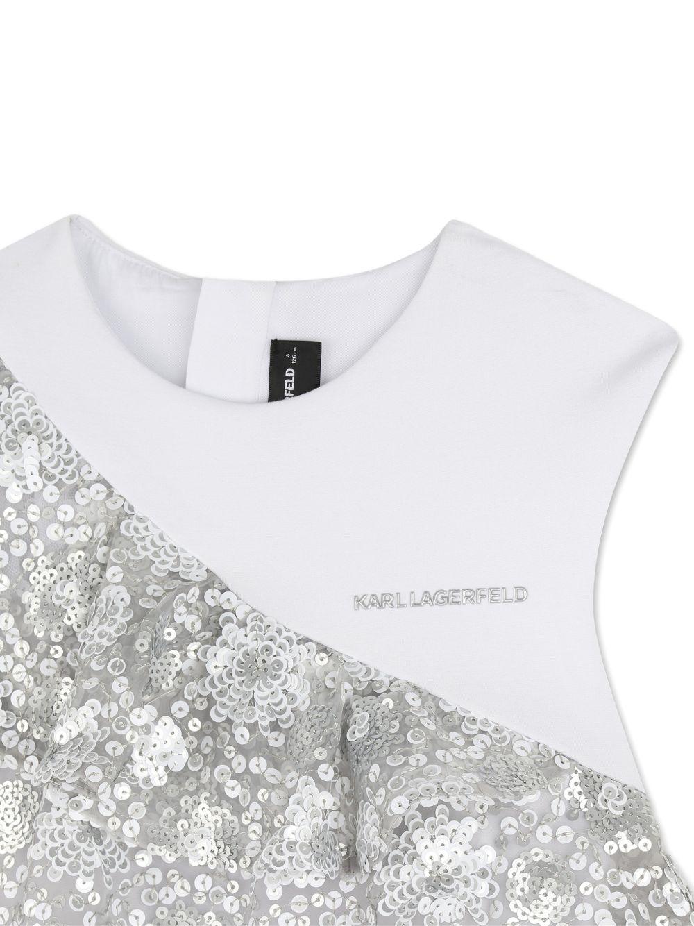 Abito per bambina Karl Lagerfeld Kids color argento con decorazione con paillettes Z31139 M31 KARL LAGERFELD KIDS