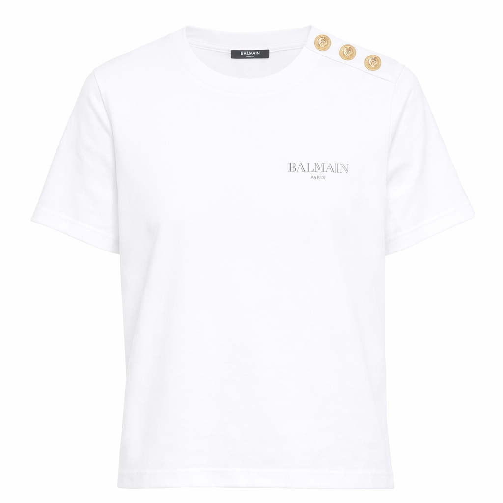 T-shirt per bambino Balmain Kids bianca con logo sul davanti BY8Q21 Z3672 100NE BALMAIN KIDS