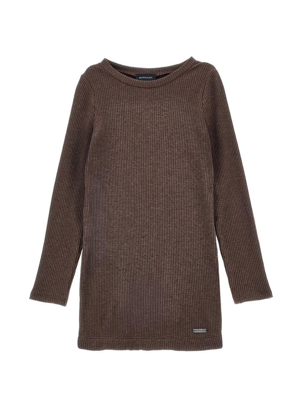 Abito per bambina Monnalisa Kids marrone a coste a maniche lunghe 41H903 8214 0006 MONNALISA KIDS