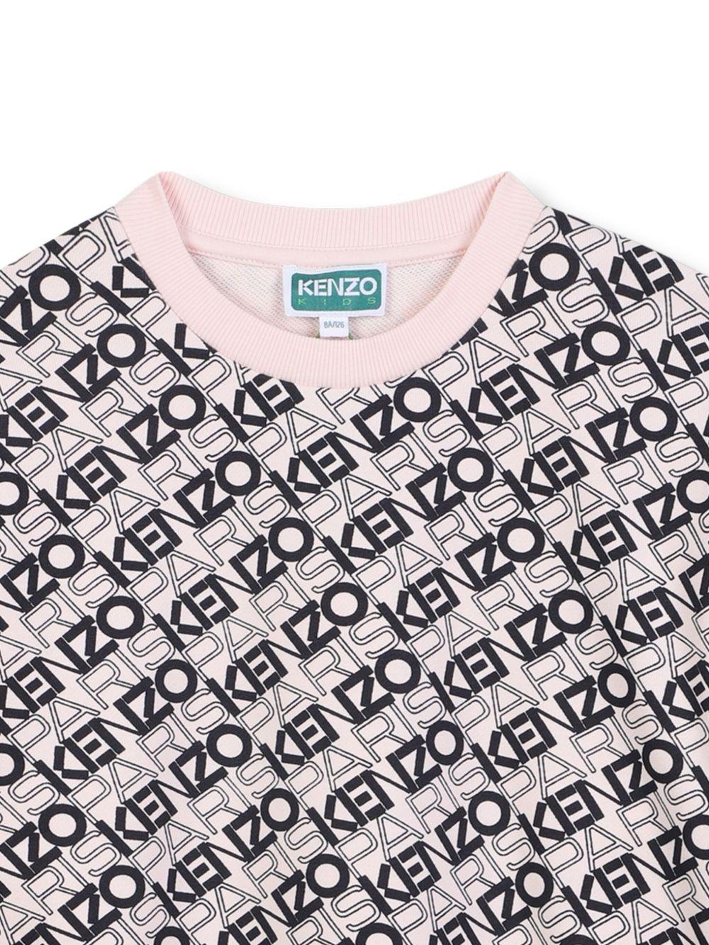 Abito per bambina Kenzo Kids rosa con stampa logo all-over K61355 46M KENZO KIDS