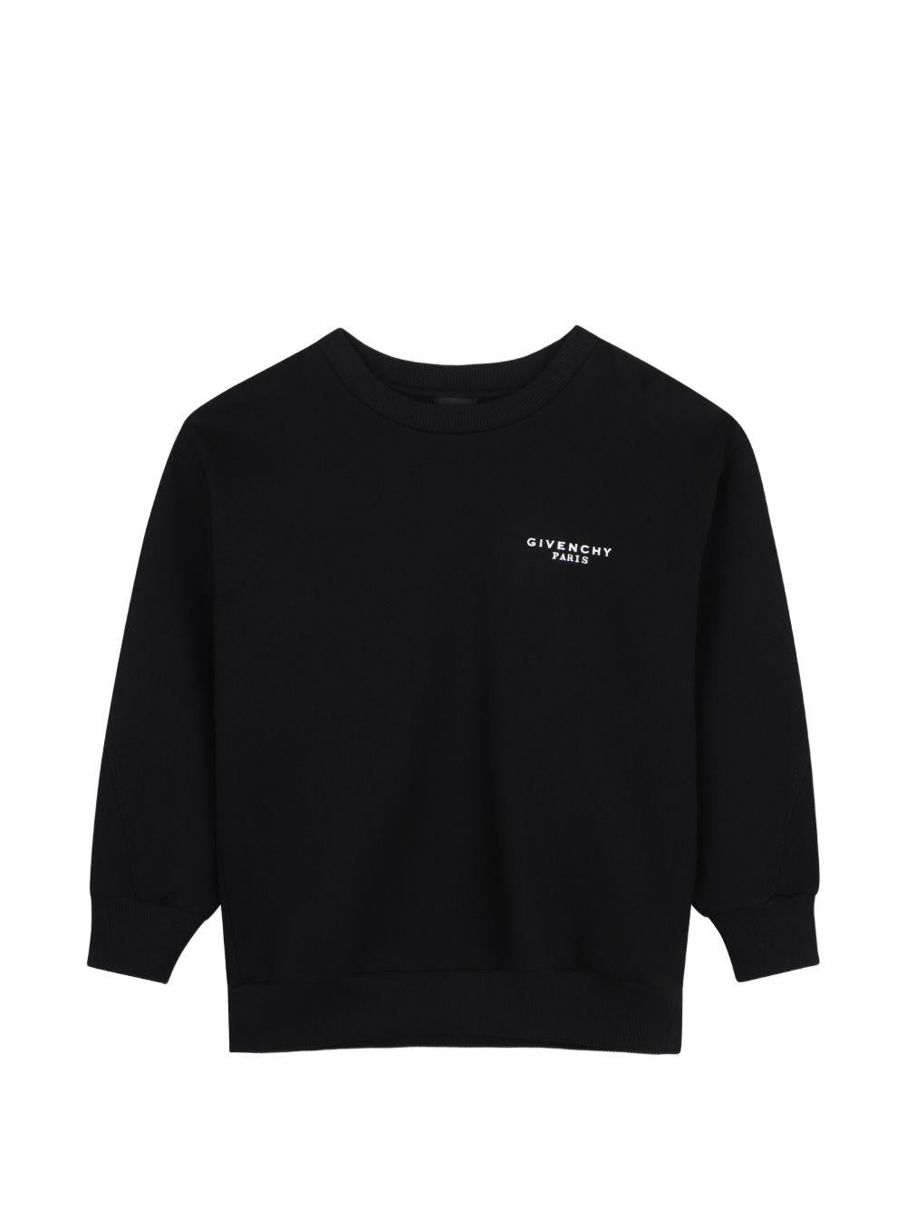 Felpa per bambino Givenchy Kids nera con stampa logo sul petto H31282 09B GIVENCHY KIDS