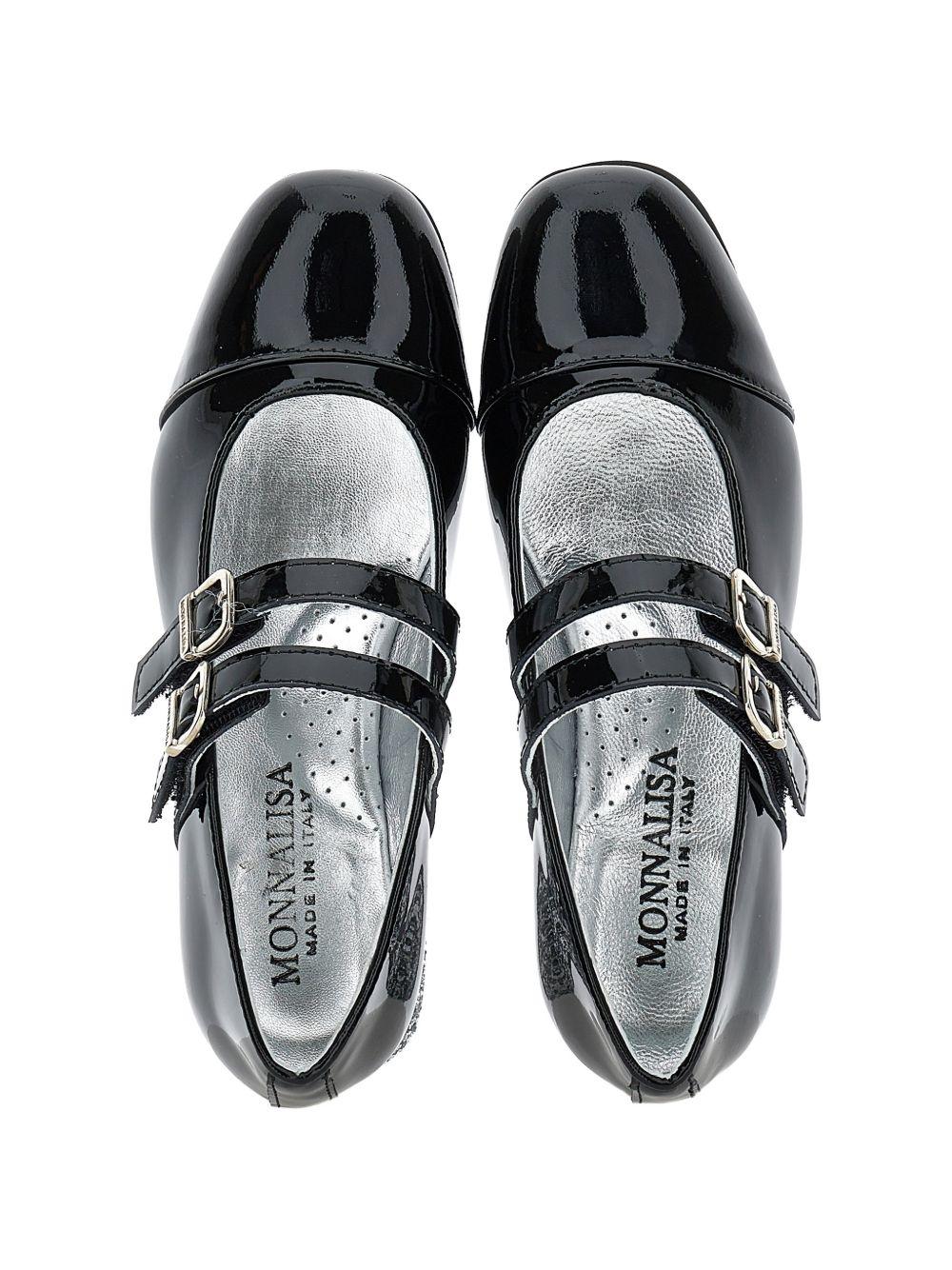 Ballerine per bambina Monnalisa Kids nere con tacco largo con glitter 87H000 8770 0050 MONNALISA KIDS