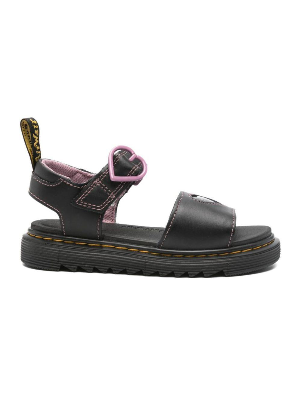 Sandali per bambina Dr. Martens Kids neri con dettaglio cuore sul davanti 42806001 MARLOWE Dr martens kids