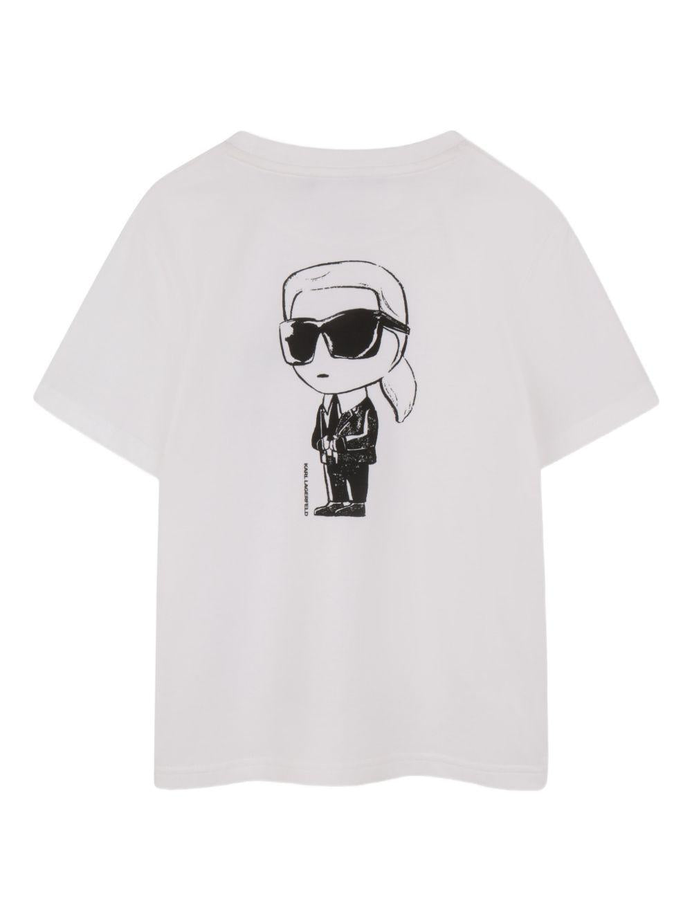 T-shirt per bambino Karl Lagerfeld Kids bianca con stampa stile cartoon Z31103 10P KARL LAGERFELD KIDS