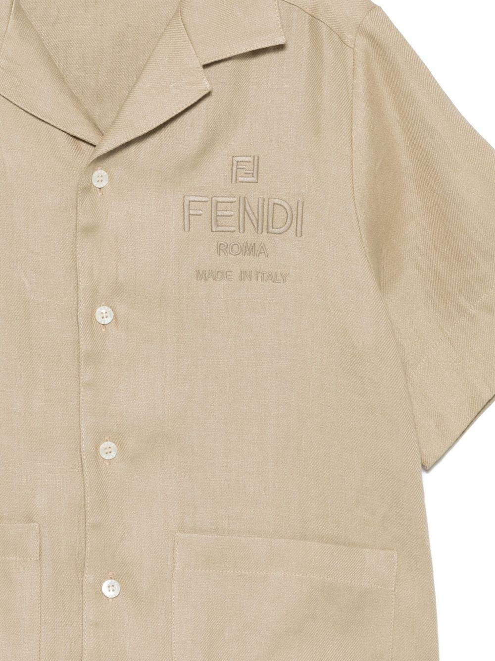 Camicia per bambino Fendi Kids beige con ricamo JMC190 ATRX F019Z FENDI KIDS