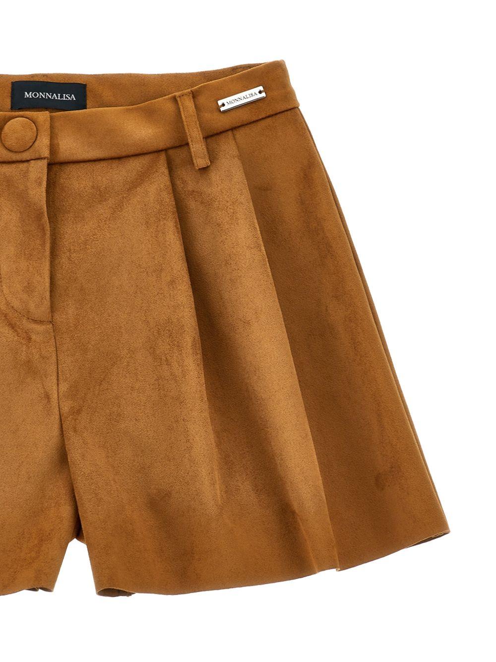 Shorts per bambina Monnalisa Kids marroni con placca con logo 41H405 8404 0005 MONNALISA KIDS