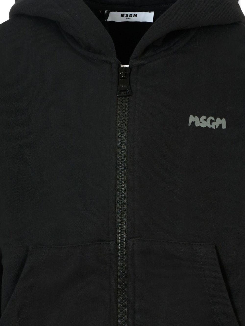 Felpa per bambino MSGM Kids nero con cappuccio e zip F5MSJUZH002 110 MSGM KIDS