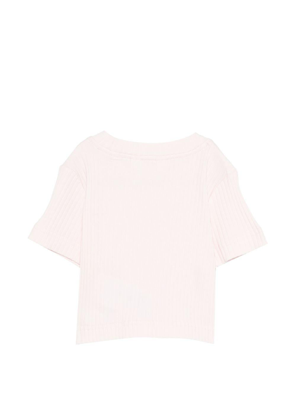 T-shirt per bambina Palm Angels Kids rosa con logo sul davanti PGAA017S26JER001 042 PALM ANGELS KIDS