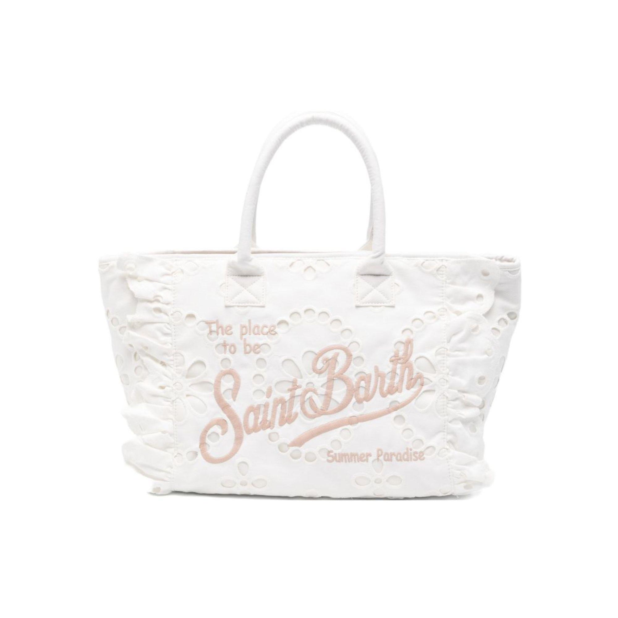 Borsa con bordo arricciato MC2 Saint Barth bianca in pizzo sangallo VANI0029 09063L MC2 ST. BARTH KIDS