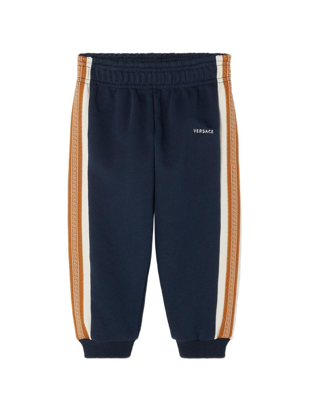 Pantaloni sportivi per neonato Versace Kids blu in jersey di cotone con logo 10251691A18120 6UG70 VERSACE KIDS
