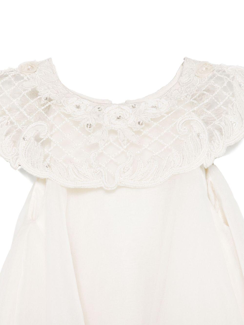 Abito per neonata MAISON AVA bianco con colletto a contrasto MA-SS25-GL02 IVORY MAISON AVA