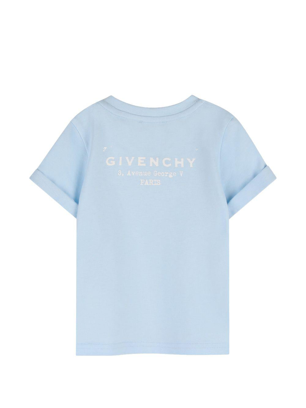T-shirt per neonato Givenchy Kids azzurro con maniche risvoltate H31203 77L GIVENCHY KIDS