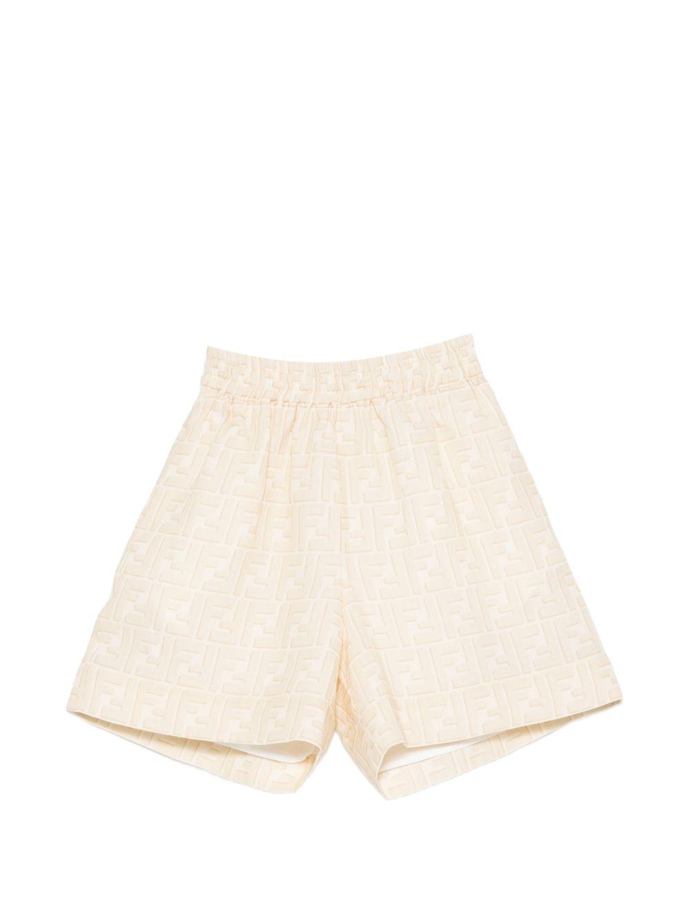 Shorts per bambino Fendi Kids beige con monogramma FF all-over JUF180 AY8C F1P2N FENDI KIDS