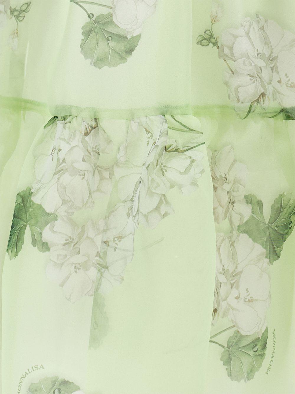 Abito per bambina Monnalisa verde con stampa a fiori 71G913 7652 0020 MONNALISA KIDS