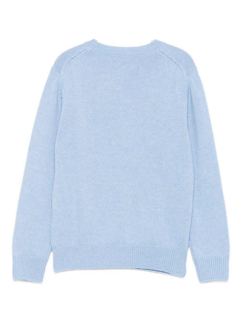 Maglione per bambini MC2 Saint Barth Kids x Trudi azzurro con ricamo Orsetto sul davanti PRC0001 01983I MC2 ST. BARTH KIDS