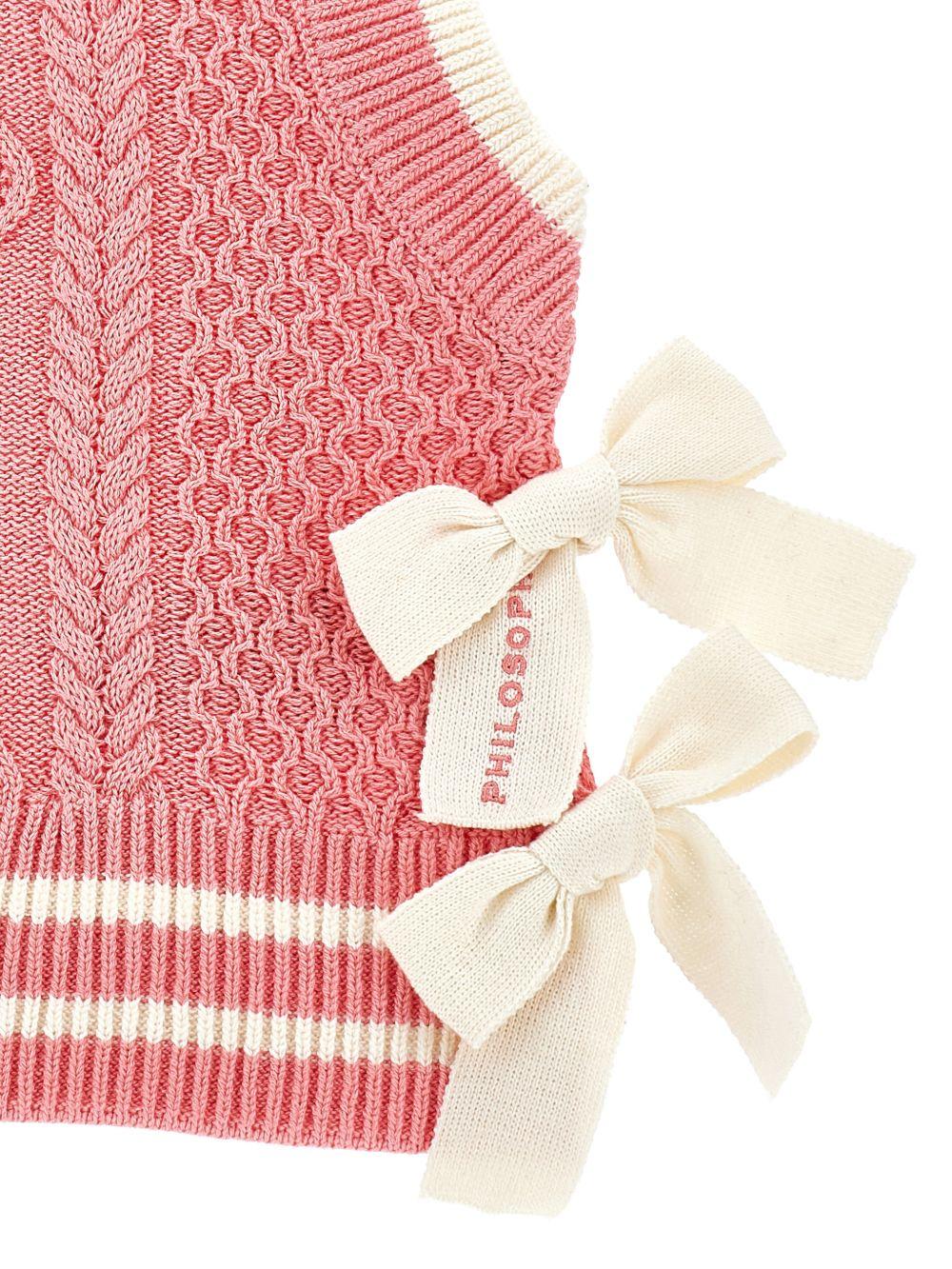 Gilet per bambina Philosophy di Lorenzo Serafini Kids rosa con maglia intrecciata I9G306 7034 0093 PHILOSOPHY KIDS