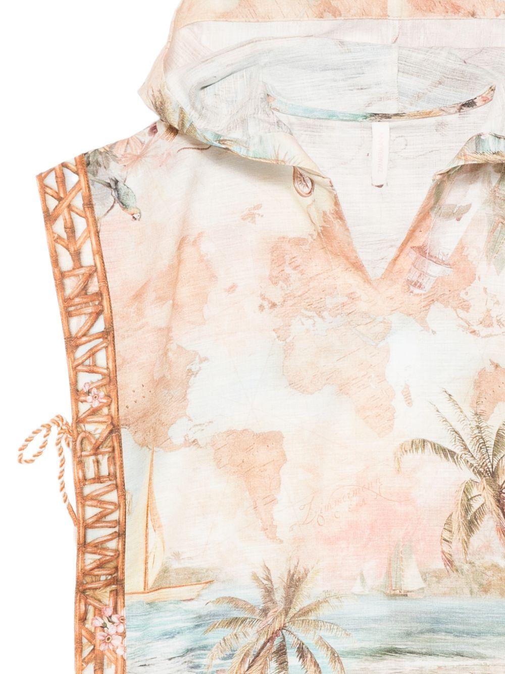 Poncho Mahon per bambina Zimmermann Kids beige con stampa grafica all-over 8519TS S263 ZIMMERMANN KIDS