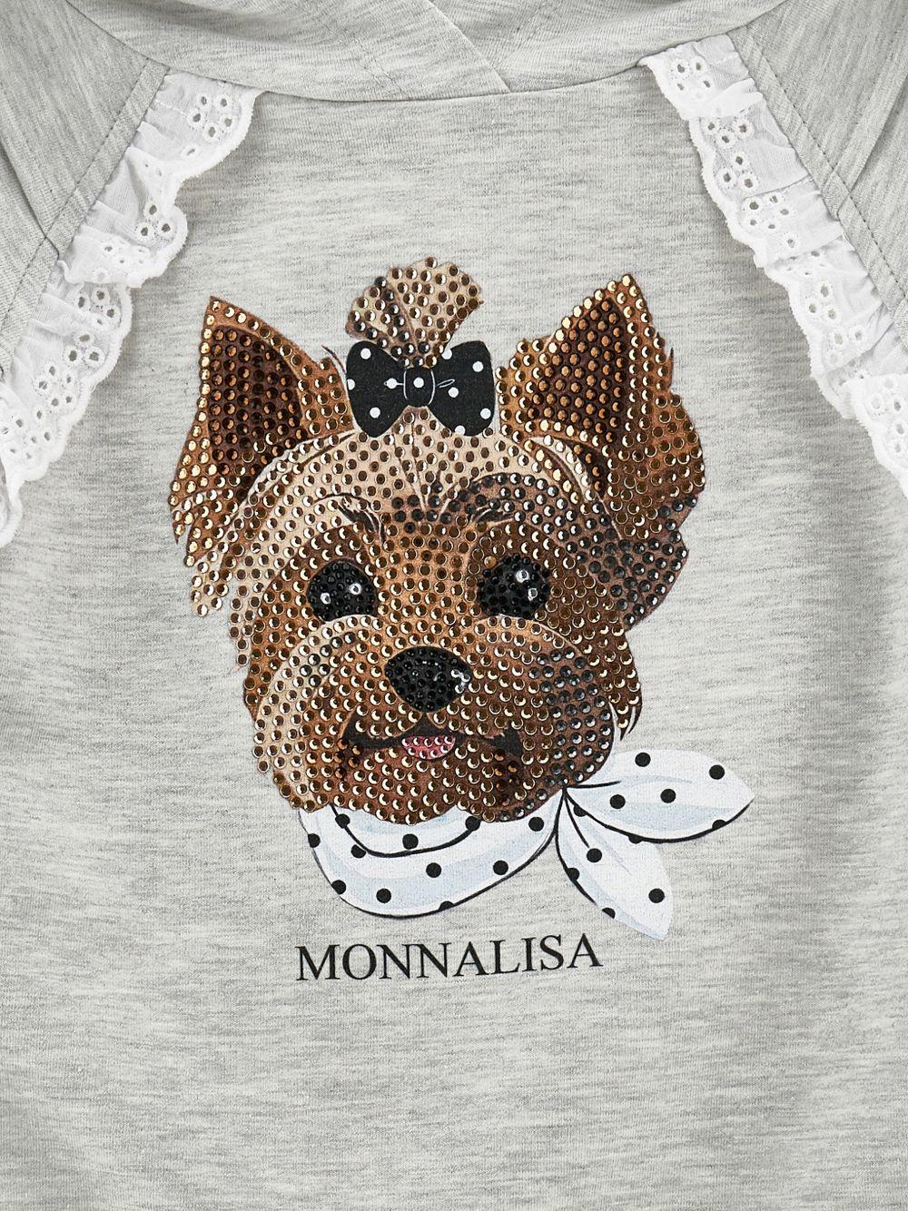 Felpa per bambina Monnalisa grigia con stampa cagnolina 19G612 7031 0032 MONNALISA KIDS