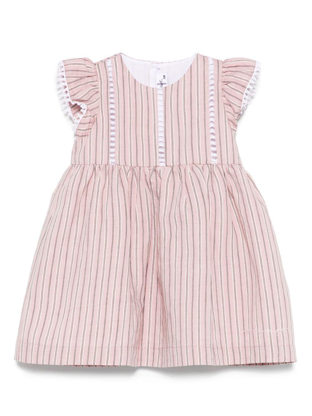Abito per neonata Il Gufo rosa con motivo a righe verticali P25VM782R1000NB 333 IL GUFO
