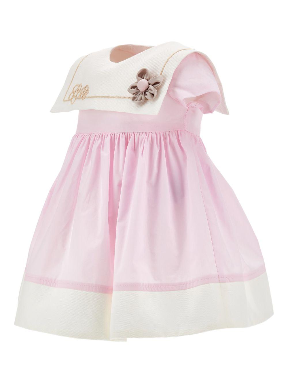 Abito per neonata Monnalisa rosa con applicazioni fiore 31G909 7116 9001 MONNALISA