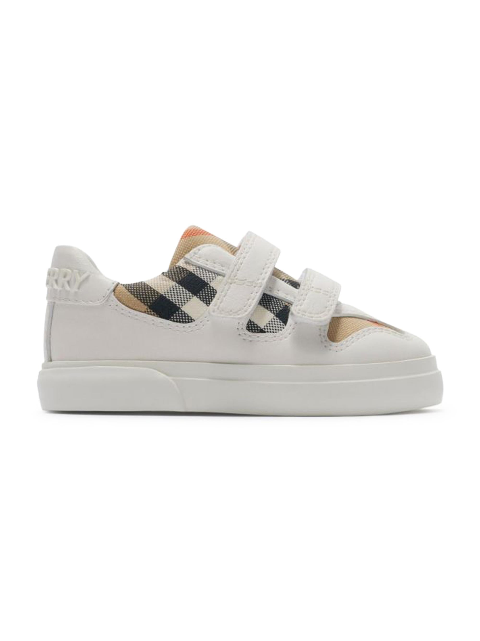 Sneakers per neonati Burberry Kids bianco con chiusura a strappo 8095821 B9368 BURBERRY KIDS