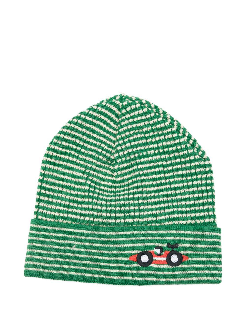 Cappello per neonato Bobo Choses verde con ricamo a forma di auto B225AH048 331 BOBO CHOSES KIDS
