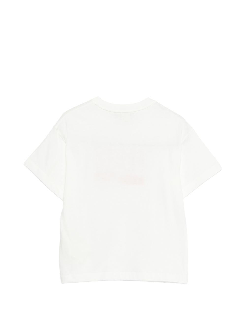 T-shirt per bambina Fendi Kids bianca con logo ricamato JUI204 7AJ F0TU9 FENDI KIDS