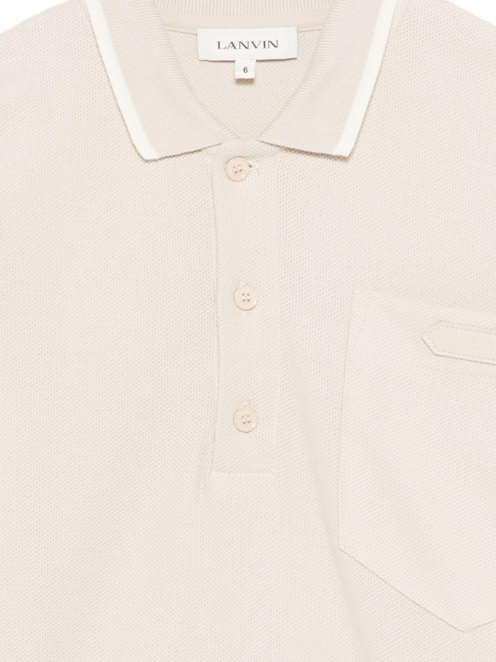 T-shirt per bambino Lanvin Enfant beige con colletto stile polo N30381 180 LANVIN KIDS