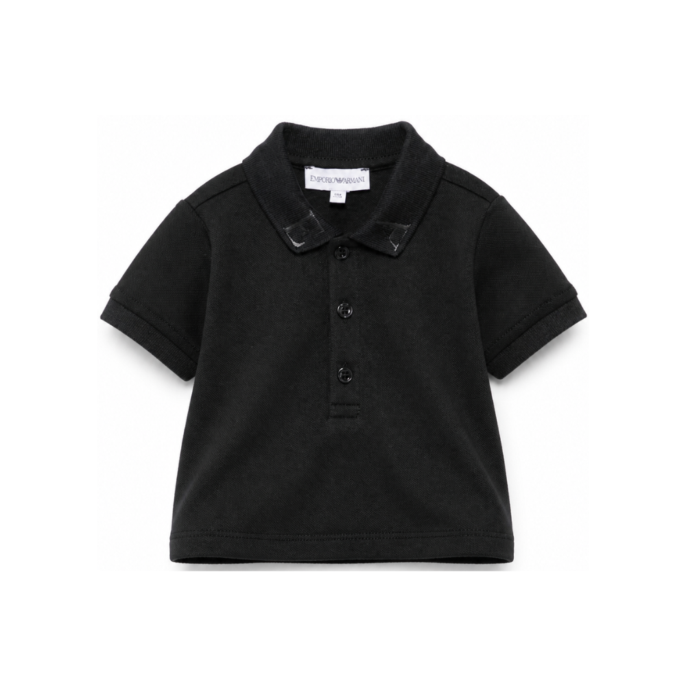 Polo per neonato Emporio Armani Kids nera con stampa sul colletto EB001669 AF28486 UB118 EMPORIO ARMANI KIDS
