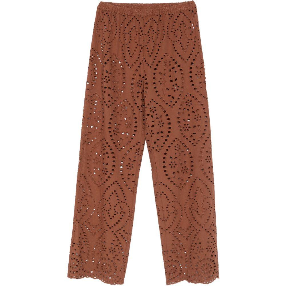 Pantaloni Inez per donna MC2 Saint Barth marroni con decorazioni ricamate IEN0002 01005L MC2 ST. BARTH