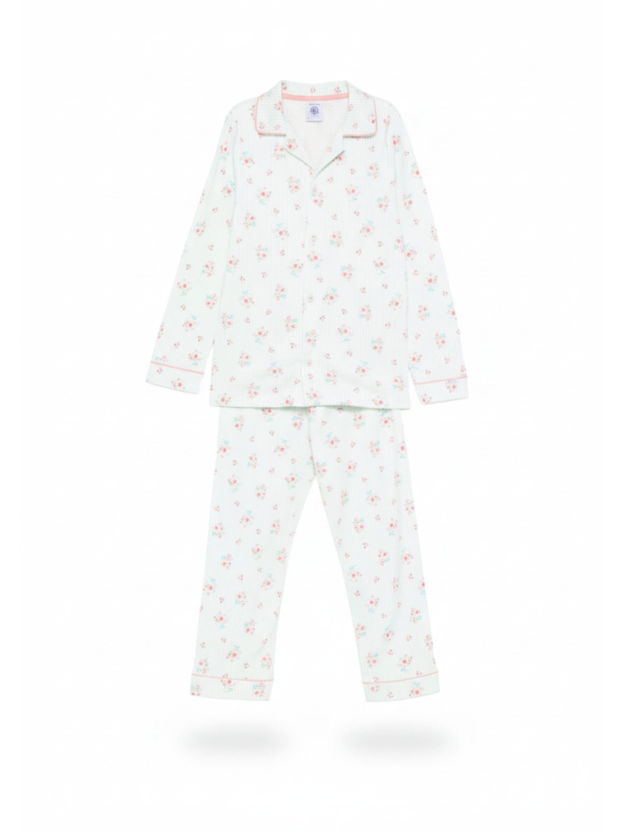 Pigiama per bambina Petit Bateau azzurro con stampa floreale A0F1H 02 PETIT BATEAU