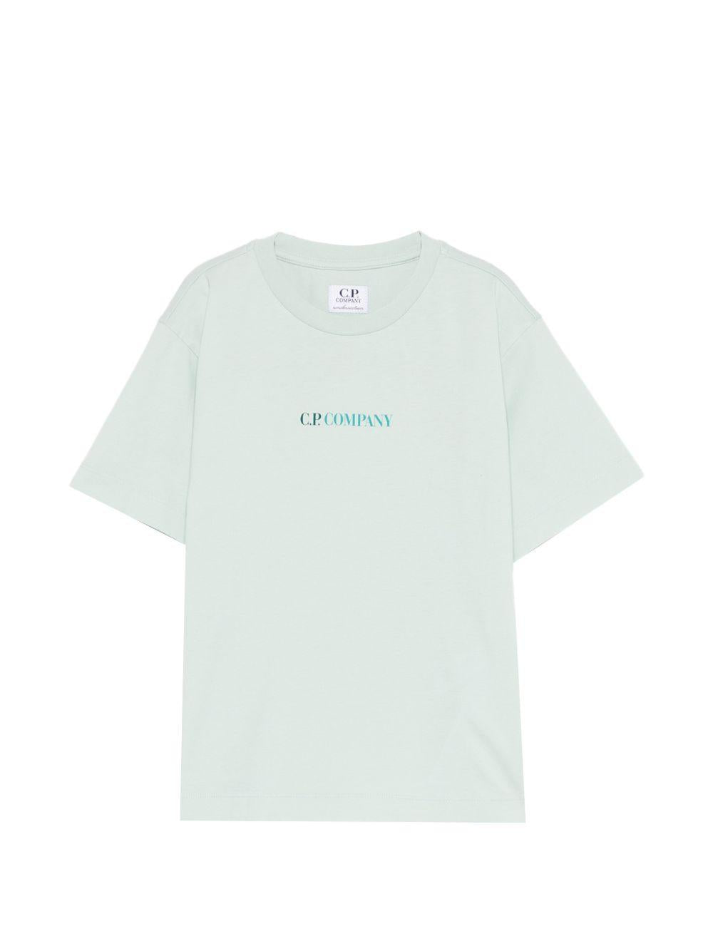T-shirt per bambino C.P Company kids verde con stampa logo sul davanti CSM002LAA17 41372 C.P.COMPANY KIDS