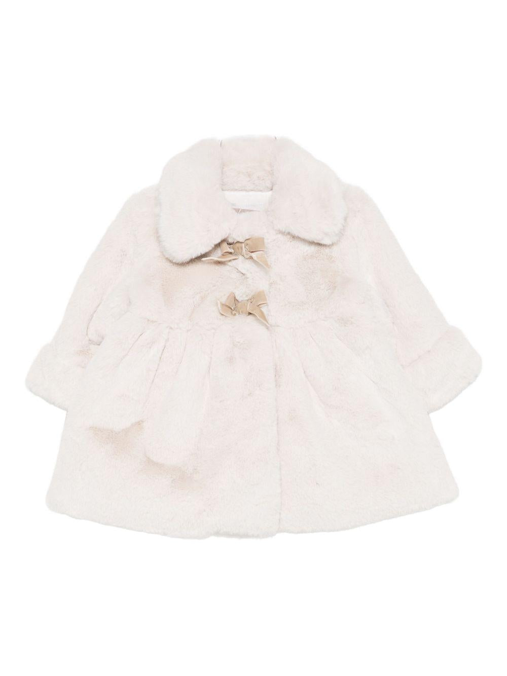 Cappotto per neonata La Stupenderia beige con colletto alla Peter Pan 1TCGB24 W25 LA STUPENDERIA