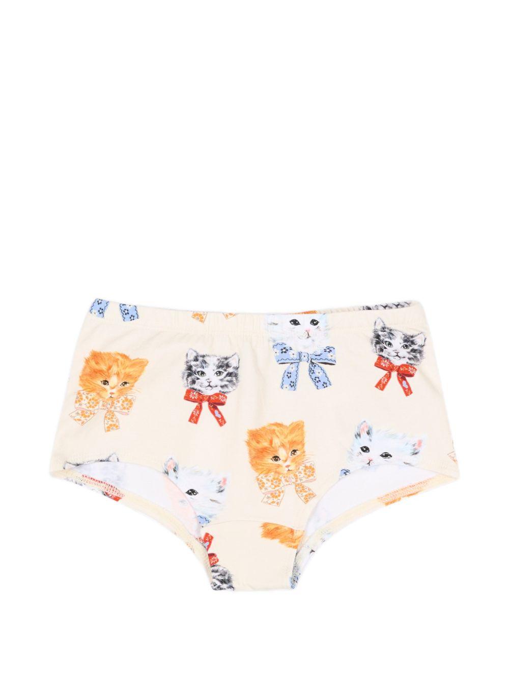 Set di due slip per bambina Molo Kids beige con stampa gatti 2W26Q601 5848 MOLO KIDS