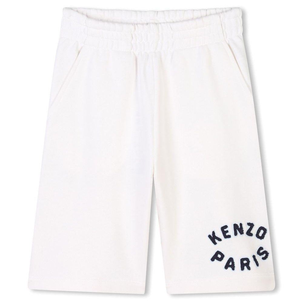Bermuda per bambino Kenzo Kids bianco con applicazione logo sulla gamba K61181 117 KENZO KIDS