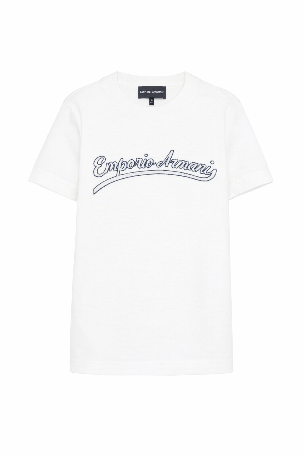 T-shirt per bambino Emporio Armani Kids bianca con logo ricamato EB001623 AF13715 U0003 EMPORIO ARMANI KIDS