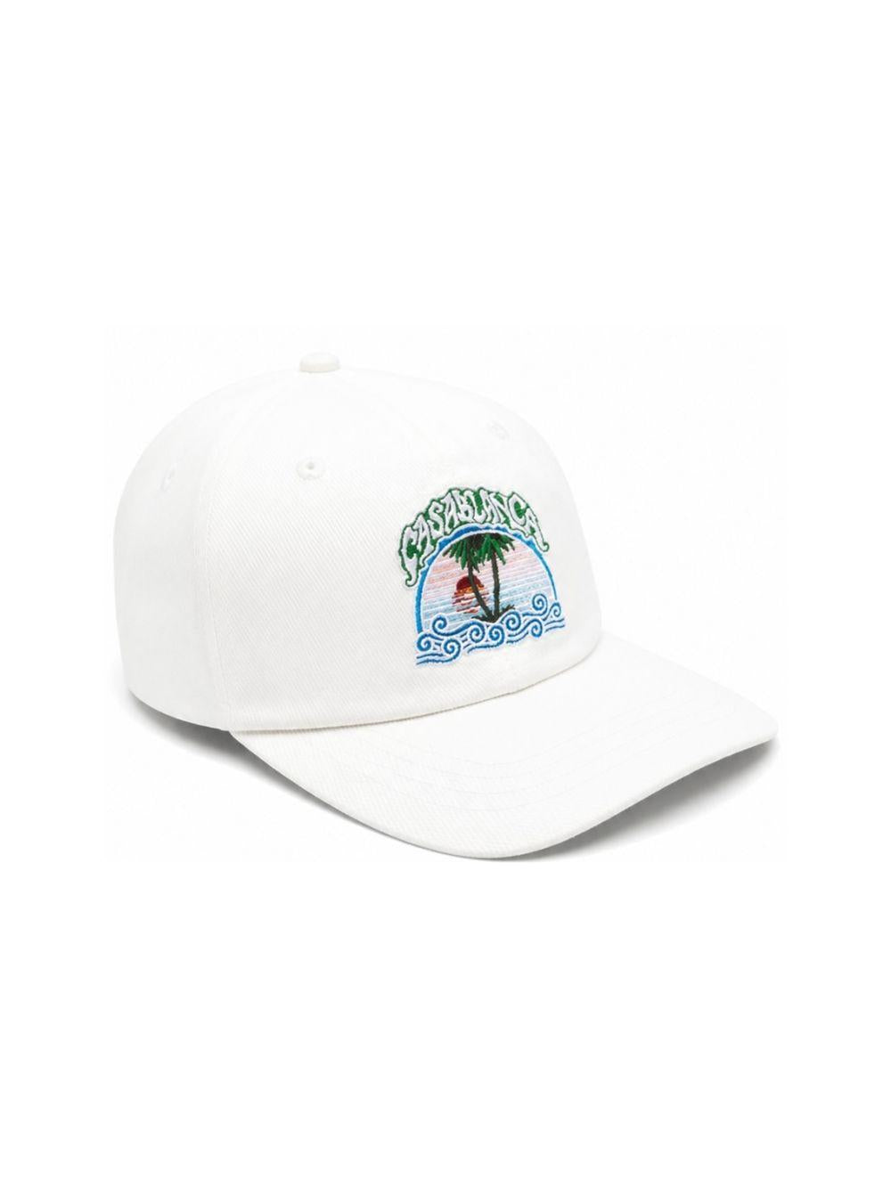 Cappello per bambino Casablanca Kids bianco con stampa grafica sul davanti KPF26HAT11601 PALM CASABLANCA KIDS