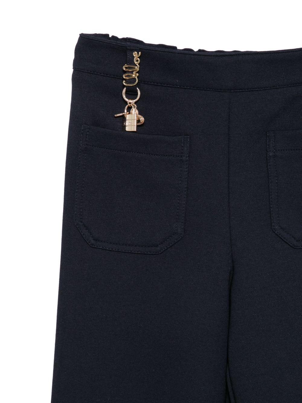 Pantaloni per bambina Chloè Kids blu navy con dettaglio lucchetto C21264 859 CHLOE' KIDS