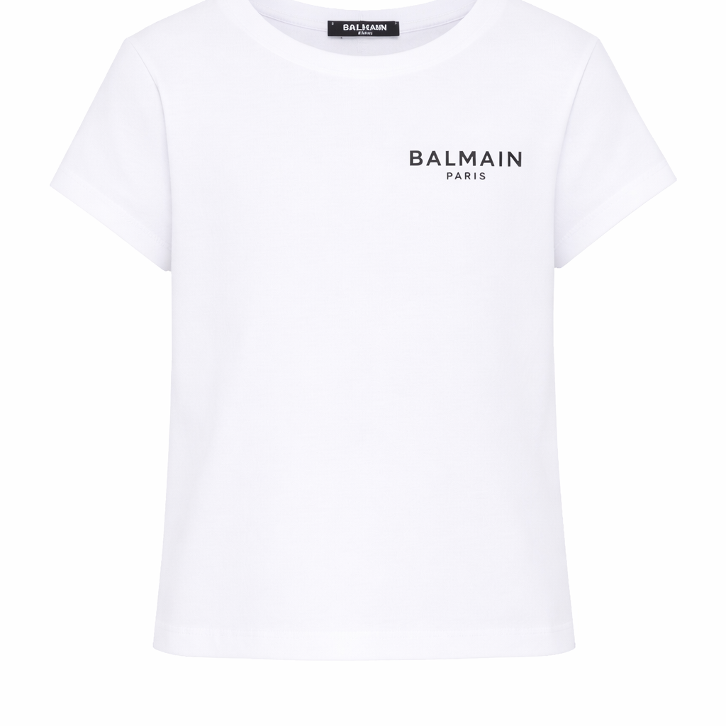 T-shirt per bambina Balmain Kids bianca con logo sul davanti BY8C61 Z3277 100NE BALMAIN KIDS