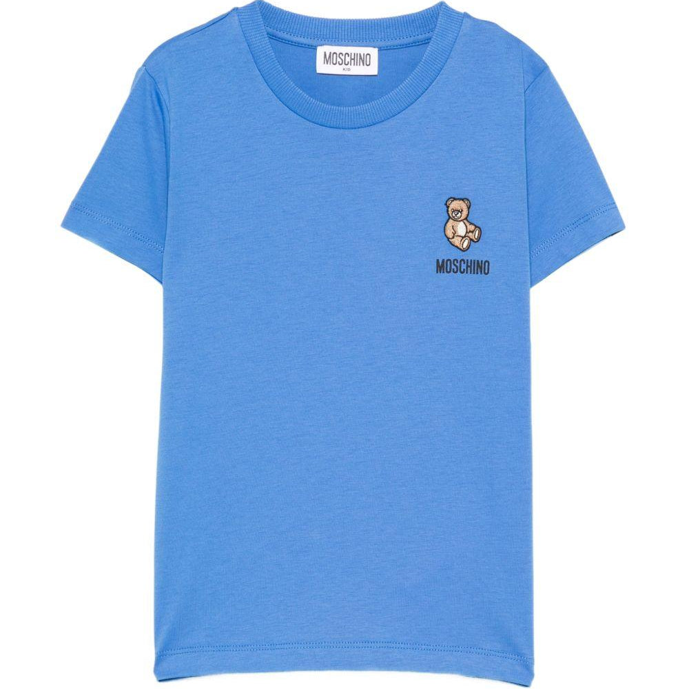 T-shirt per bambini Moschino Kids azzurro con applicazione Teddy Bear HUM05TLAA02 40630 MOSCHINO KIDS