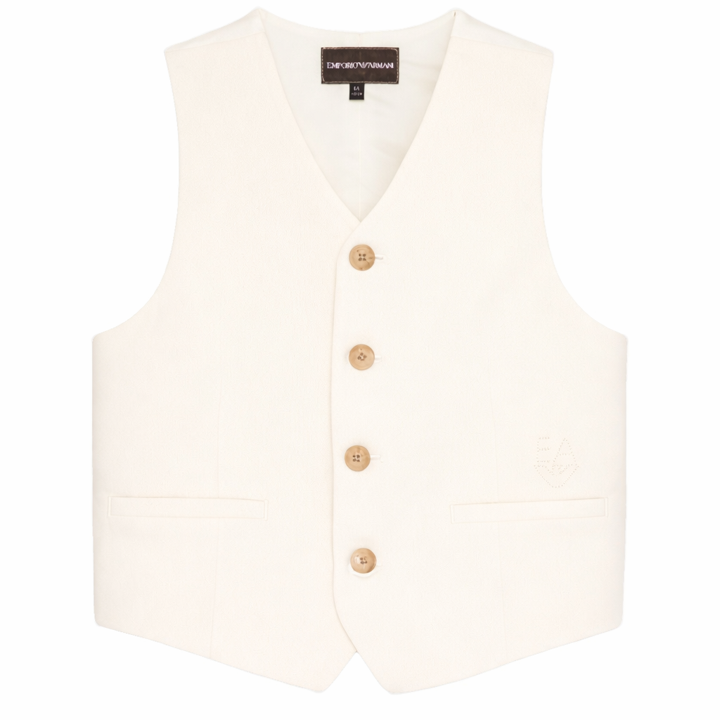 Gilet per bambino Emporio Armani Kids bianco con scollo a V EB000905 AF21040 U1079 EMPORIO ARMANI KIDS