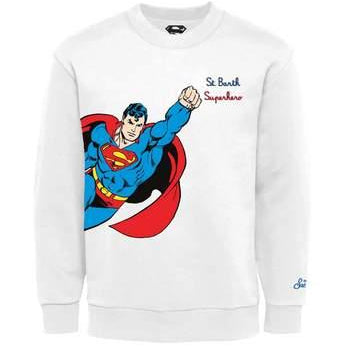 Felpa per bambino MC2 Saint Barth Kids bianca con stampa Superman HUT0004 00530I MC2 ST. BARTH KIDS